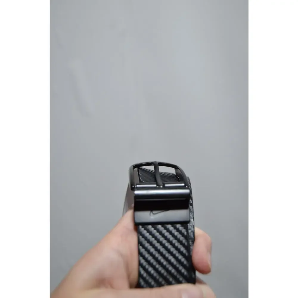 Nike Men's Carbon Fiber-Textured Black Golf Belt Size 42